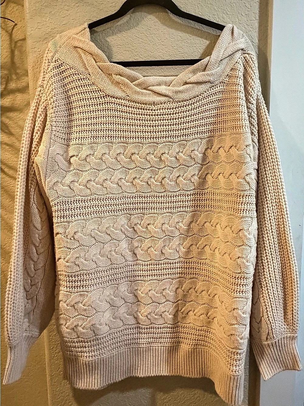 Venus Cable Knit Boat Neck Sweater Cream XL